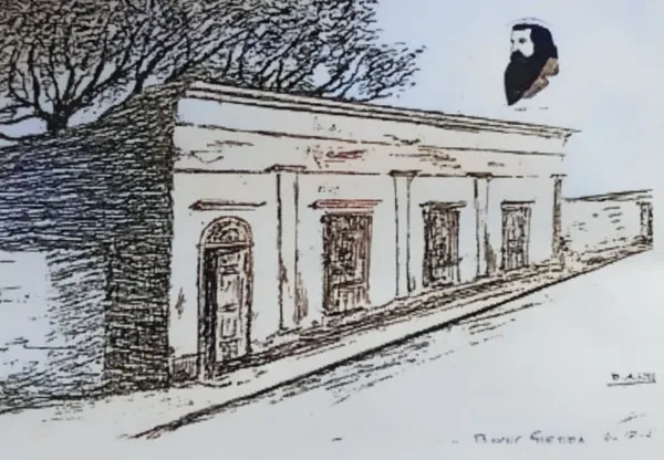 Ilustración de Diego Areco de la casona de la familia Sierra en Salto